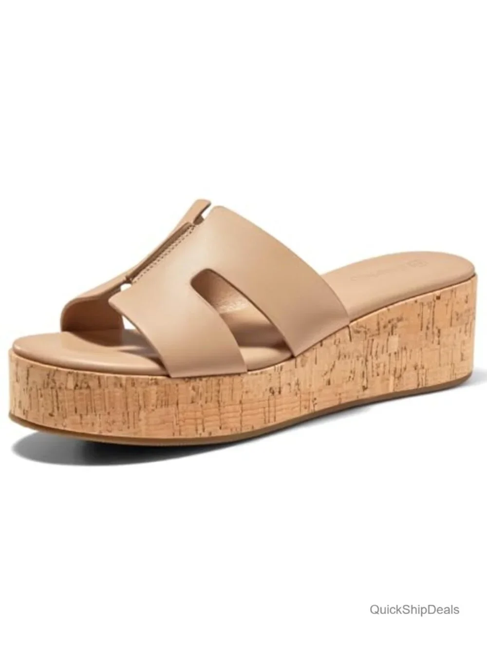 Women Platform Wedge Sandals Open Toe Slip On Cork Heeled Cutout Comfort Summer